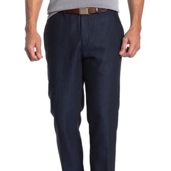 Ted Baker Blend Herringbone Stripe Wool Pants - Picture 1 of 6
